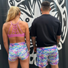 Halo x Tribal Clash High Rise Roll Down Booty Shorts in Flamingo