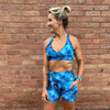 Halo Tornado Sports Bra in Navy Tie Dye