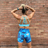 Halo High Neck Sports Bra in Turquoise