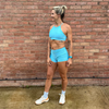 Halo High Neck Sports Bra in Turquoise