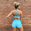 Halo High Neck Sports Bra in Turquoise