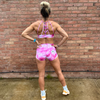 Halo High Neck Sports Bra in Pink Tie Dye - PRE ORDER