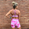 Halo High Neck Sports Bra in Pink Tie Dye - PRE ORDER