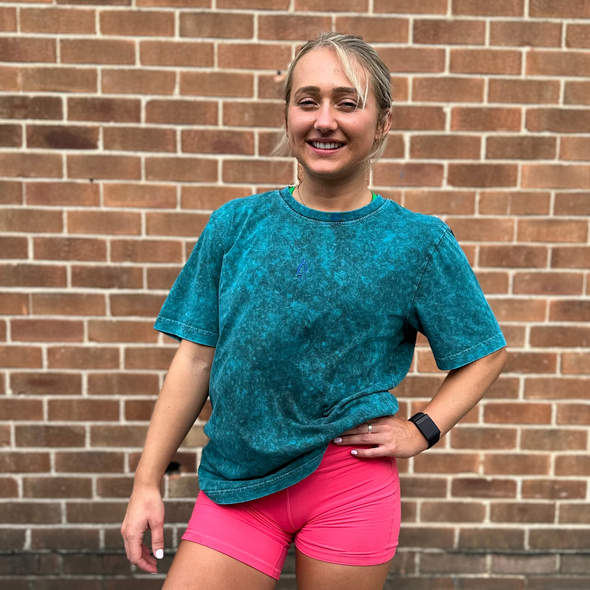 Halo Acid Wash T-Shirt in Turquoise