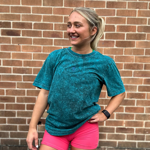 Halo Acid Wash T-Shirt in Turquoise