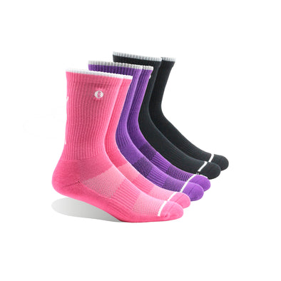 Halo Pink / Purple / Black Sun Training Crew Socks 3 Pack