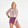 Halo Pink Leopard Crop Sweatshirt in Dusky Pink