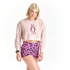 Halo Pink Leopard Crop Sweatshirt in Dusky Pink
