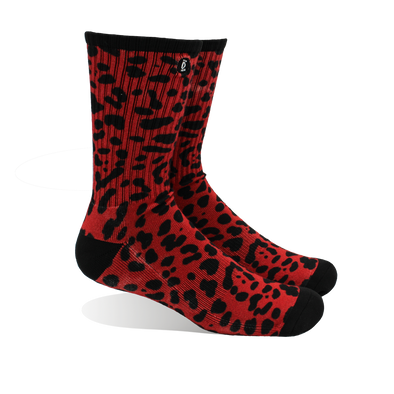 Halo Red Leopard Training Crew Socks