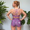 Halo Bright Leopard High Neck Sports Bra